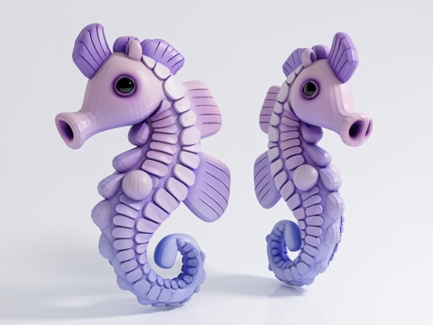 Purple Seahorse Cartoon Style Hand Toy Ornaments Doll Sculpture Statue Beautiful Chen Props Live
