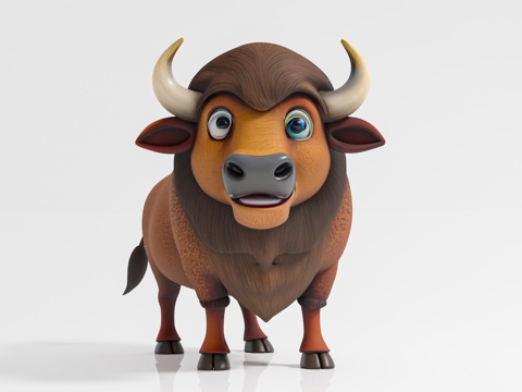 Stud Yak Buffalo Bison Cartoon Animal Animal Handmade Animation Sculpture Beautiful Chen Props Yong