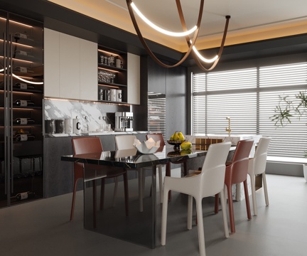 Modern DiningRoom Dining Table and Chair Sideboard Wine Cabinet
