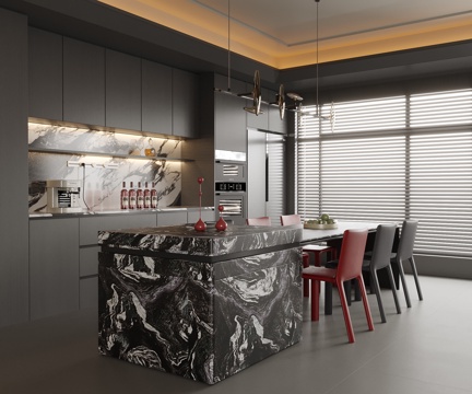 Modern DiningRoom Island Table and Chair Dining Chair Wine Cabinet Sideboard