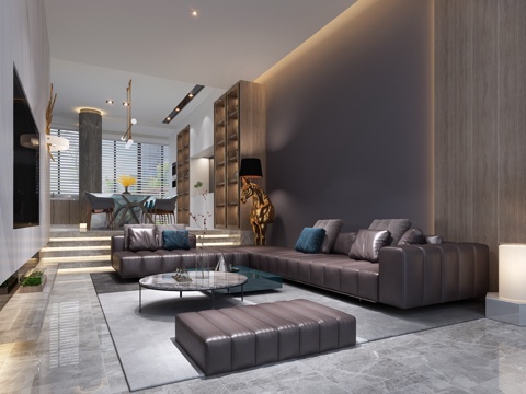 Modern living room dining room model