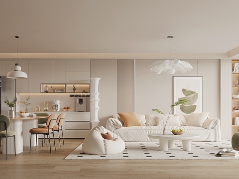 Modern Cream Style Living&Dining Room