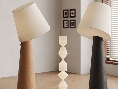 Modern Floor Lamp Combination Style Antique Wooden Floor Lamp Fabric Floor Lamp