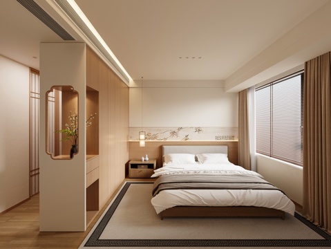 Neo-Chinese Style Bedroom Song Bedroom Master Bedroom Song Wardrobe