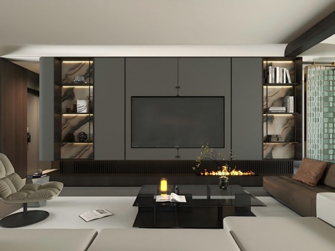 Modern Italian Home Living Room Affordable Luxury Style Italian Living Room TV Wall Gray Style Living Room