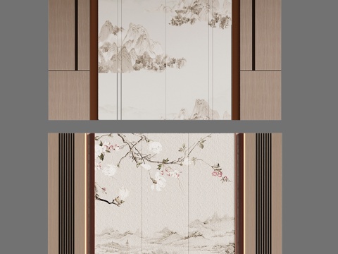 Wall New Chinese background wall TV background wall Sofa background wall