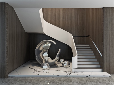 Sculpture Landscape of Art Display Handrail Device in Stairwell