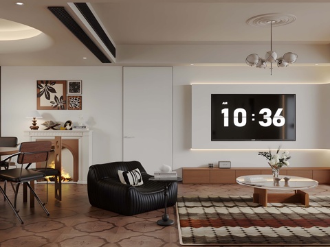 Retro Middle Ancient Living&Dining Room Middle Ancient Guest DiningRoom Log Style Guest Restaurant TV Wall Middle Ancient