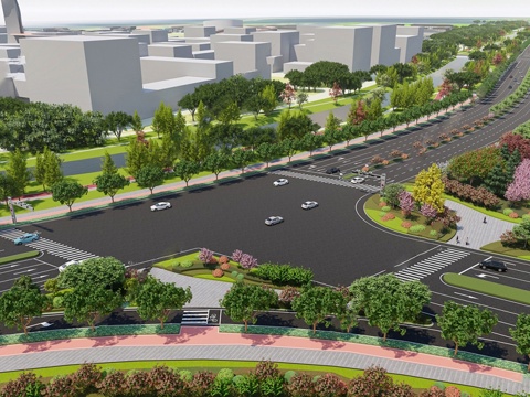 Modern road creative zebra crossing design street corner landscape