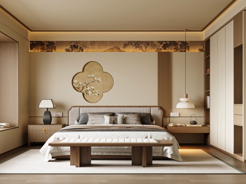 New Chinese Bedroom Song Bedroom Song Wardrobe Song Backwall Double Bed
