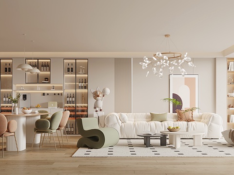 Modern Cream Style Living&Dining Room