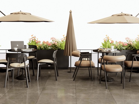 Modern Outdoor Tables and Chairs Negotiation Tables and Chairs Commercial Outside Area Coffee Shop Outside Flower Box Fence