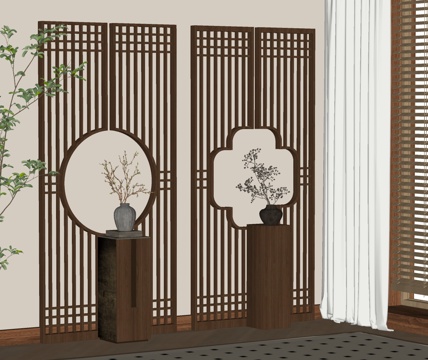 Neo-Chinese Style screen lattice partition porch
