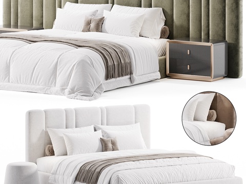Modern Affordable Luxury Style Cream Style Fabric Double Bed