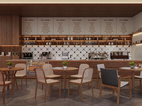 Log Cafe Cafe Cashier Milk Tea Shop Workbench Cafe Operator Coffee Machine