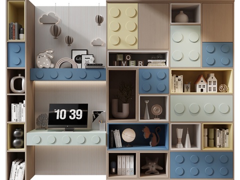 Modern Cream Style Children's Bookcase