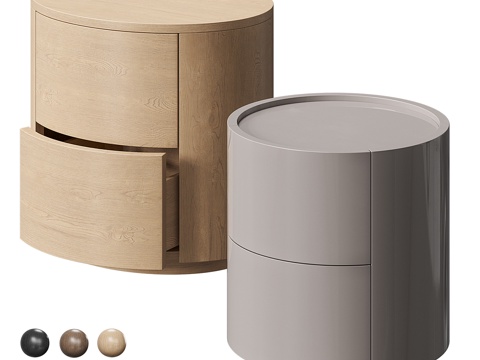 Modern Cream Style Round Bedside Cabinet