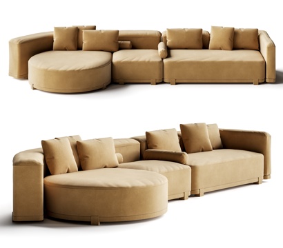 Baxter Juliette Modern Curved Sofa Multiplayer Sofa Living Room Sand