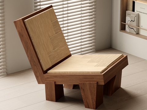 Modern Lounge Chair Solid Wood Chair Rattan Single Chair Armchair Recliner