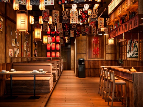 Japanese Bar New Chinese Bar Japanese Cuisine Barbecue DiningRoom Dining Table and Chair