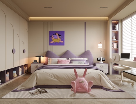 Modern kids Bedroom Girls' Room kids Bed Children's Bedside Cabinet