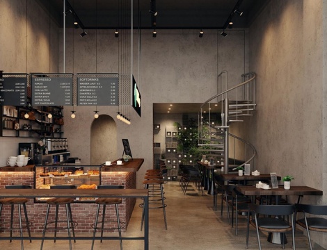 Industrial Cafe Industrial Style Tea DiningRoom Industrial Style Western Restaurant Restaurant Water Bar Cashier Front Desk