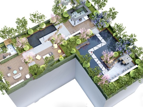 Modern Roof Garden Hanging Garden Courtyard Garden Courtyard Vegetable Garden