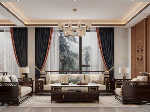 New Chinese Villa Living&Dining Room