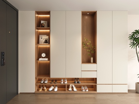 Modern Cream Style Entrance Shoe Cabinet Hallway Shoe Cabinet Decorative Shoe Cabinet Partition Shoe Cabinet