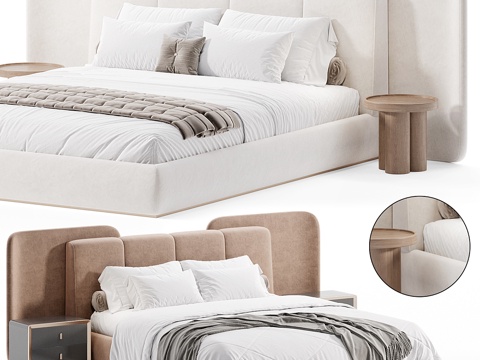Modern Italian Affordable Luxury Style Fabric Double Bed