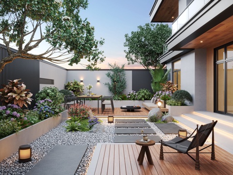 Modern Garden Landscape Home Courtyard Courtyard Sick Outdoor Lounge Chair Outdoor Dining Table