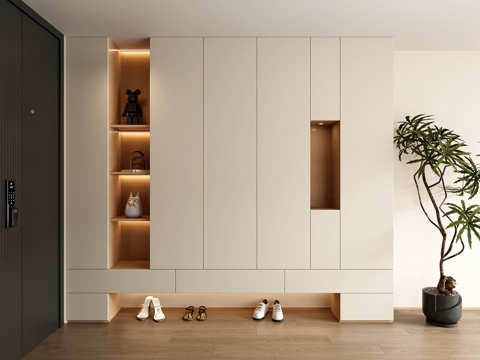 Modern Cream Style Entrance Shoe Cabinet Hallway Shoe Cabinet Decorative Shoe Cabinet Partition Shoe Cabinet