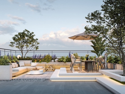 Modern Roof Garden Courtyard View