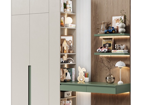 Modern Italian Minimalist Children's Wardrobe Children's Bookcase Combination