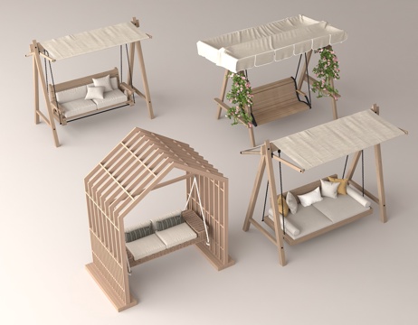 Outdoor Swing Wooden Casual Furniture Courtyard Decoration Sunshade Swing Comfortable Outdoor Seat Field