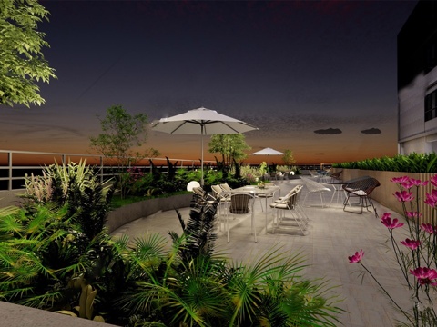 Modern Roof Garden Terrace View