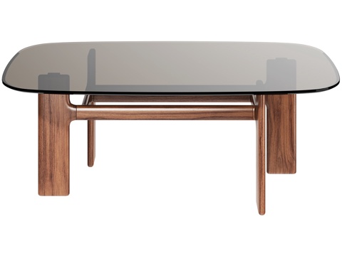 Bonaldo Mid-century Style Dining Table Minimalist Dining Table Glass Dining Table Walnut Dining Table