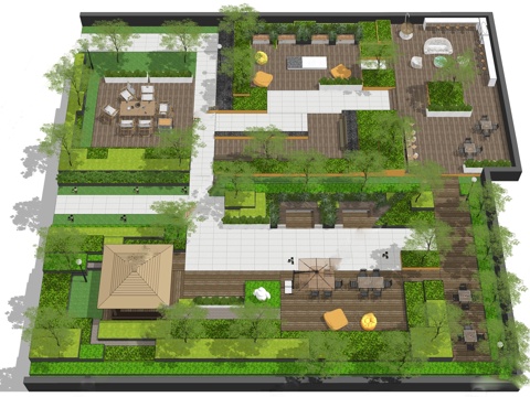 Modern Roof Garden View Hotel Garden Villa Courtyard Hanging Garden
