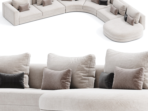Modern Italian Fabric Curved Sofa