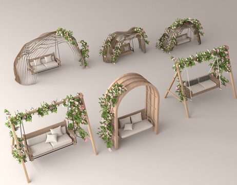 Outdoor Leisure Swing Wooden Swing Seat Romantic Outdoor Ornaments Natural Wind Furniture