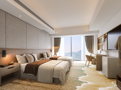 New Chinese Hotel Room Hotel Bed Hotel Bed Hotel Wardrobe Big Bed Room Standard Double