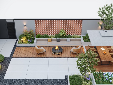 Modern Garden Landscape Courtyard Garden Outdoor Lounge Chair Outdoor Dining Table