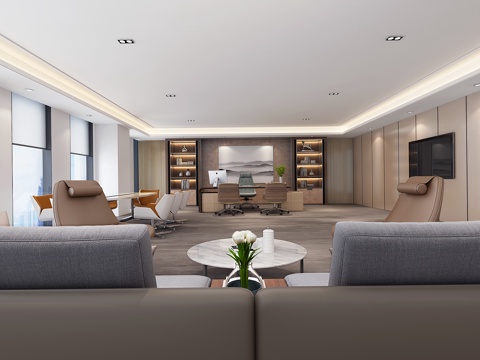 Chairman's Office Office Chair Bookcase Sofa Combination
