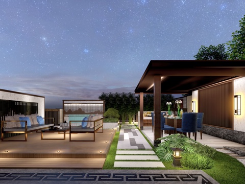 Modern Roof Garden Hanging Garden Courtyard Garden