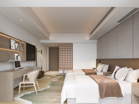 New Chinese Hotel Room Hotel Bed Hotel Bed Hotel Wardrobe Big Bed Room Standard Double