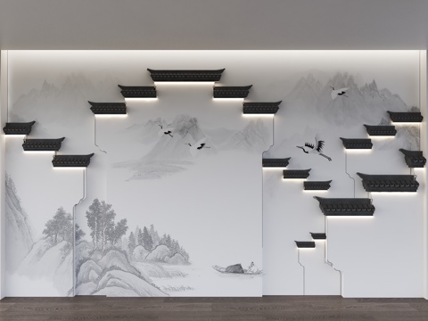Chinese Wall horsehead wall background wall Huizhou architecture background wall architectural contour background wall water