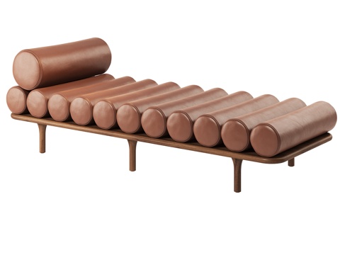 Tacchini Italian Minimal Sofa Bed Leather Sofa Bed Walnut Sofa Bed