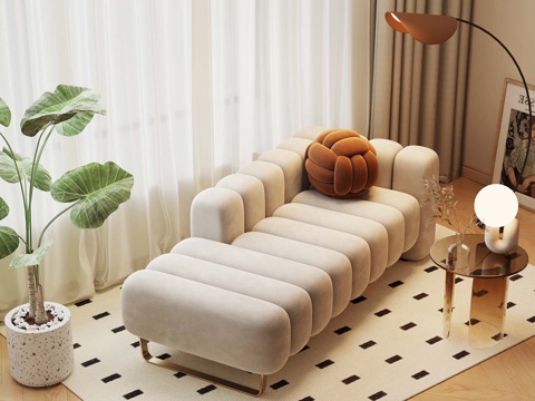 Cream style chaise longue sofa chair table lamp corner table
