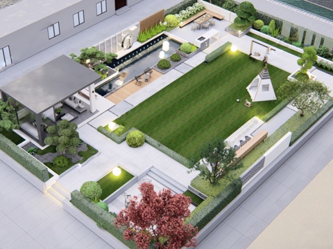 Modern Roof Garden Hanging Garden Courtyard Garden