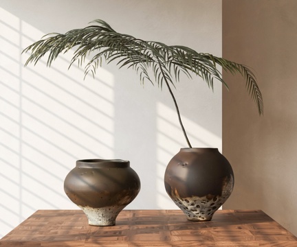 Zen firewood pottery jar vase ornaments jar green plant pottery jar ornaments